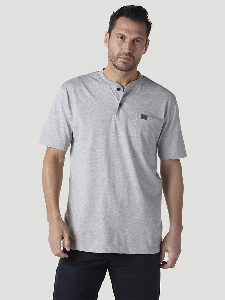 Wrangler RIGGS Workwear Short Sleeve Henley in Ash Heather