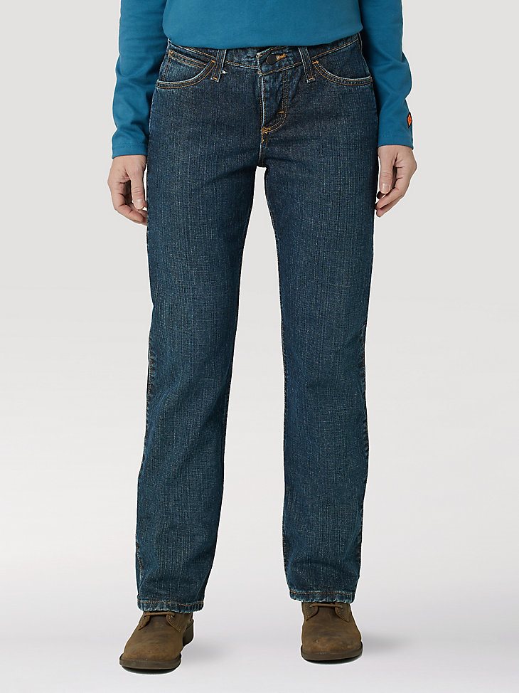 Women's Wrangler FR Flame Resistant Mid-Rise Bootcut Jean in Crosshatch