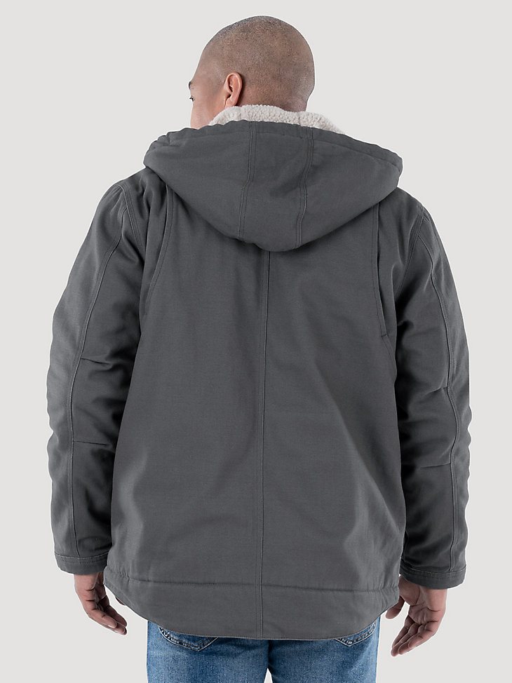 Wrangler Workwear Sherpa Lined Shirt Jacket in Charcoal