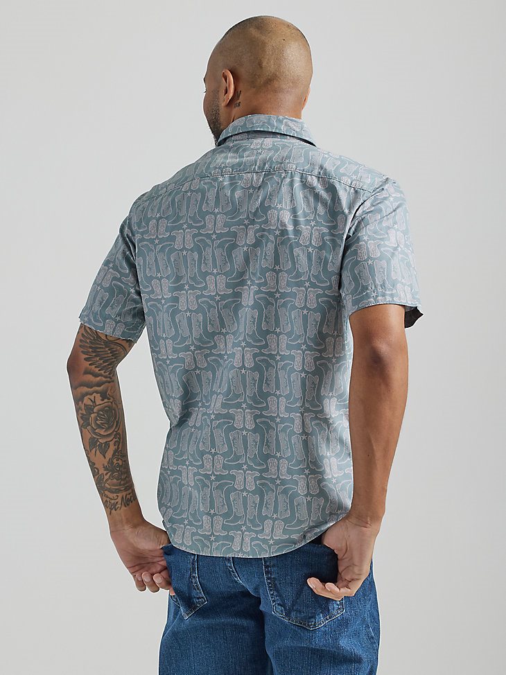 Men's Cowboy Boots Button Down Shirt in Cowboy Boots