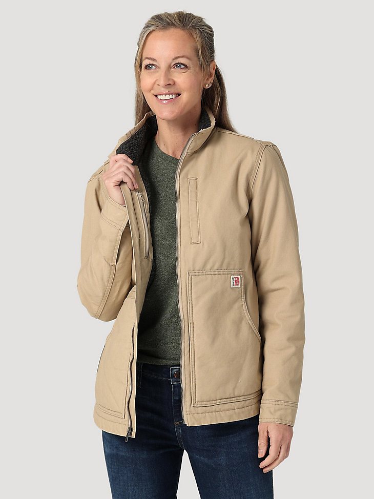 Womens RIGGS Tough Layers Sherpa Lined Canvas Jacket in Golden Khaki