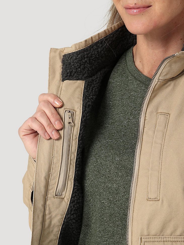 Womens RIGGS Tough Layers Sherpa Lined Canvas Jacket in Golden Khaki