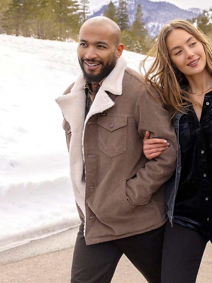 Men's Western Sherpa Lined Wrange Jacket in Chocolate Chip