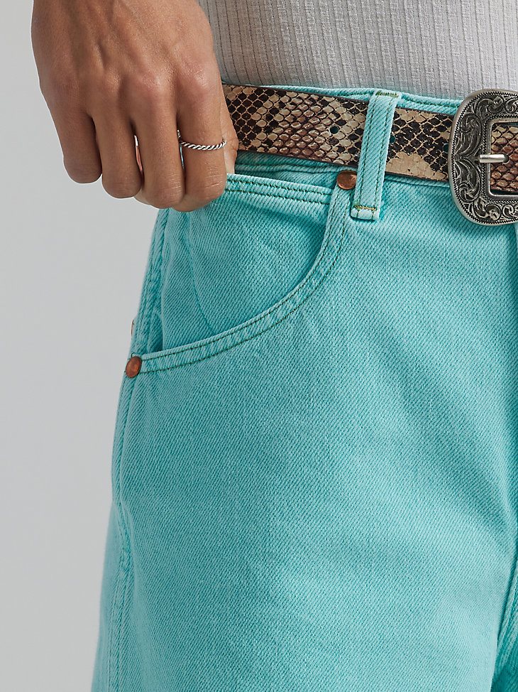 Women's High Rise A-line Cut-Off Short in Aquarius