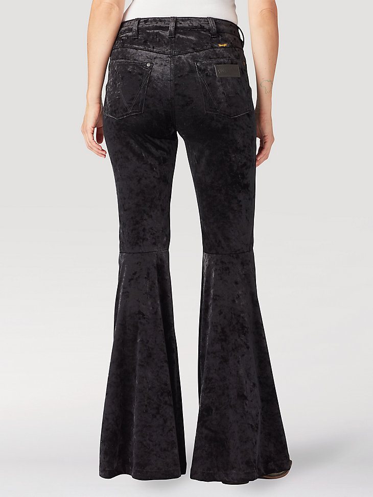Women's Wrangler Retro Velvet High Rise Trumpet Flare Jean in Black Velvet