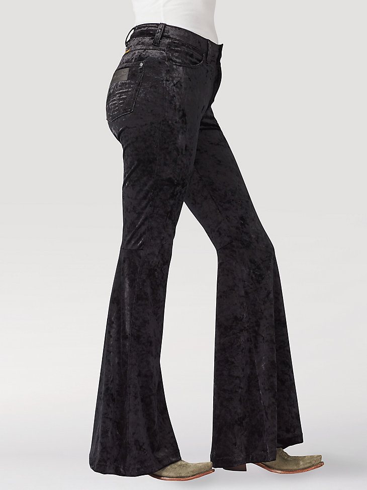 Women's Wrangler Retro Velvet High Rise Trumpet Flare Jean in Black Velvet