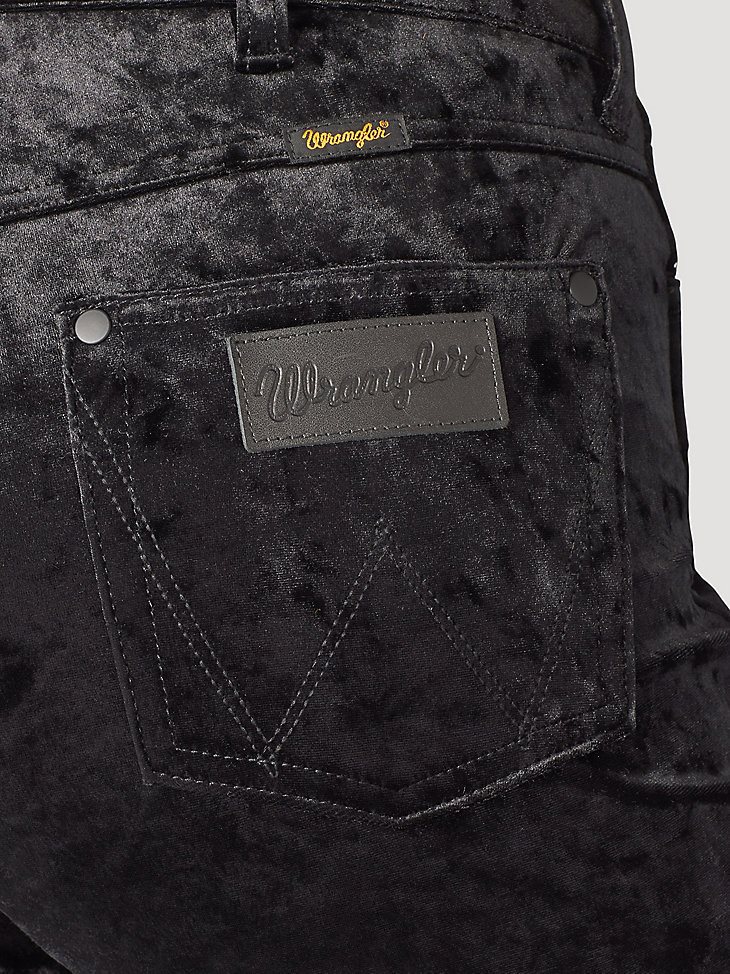 Women's Wrangler Retro Velvet High Rise Trumpet Flare Jean in Black Velvet