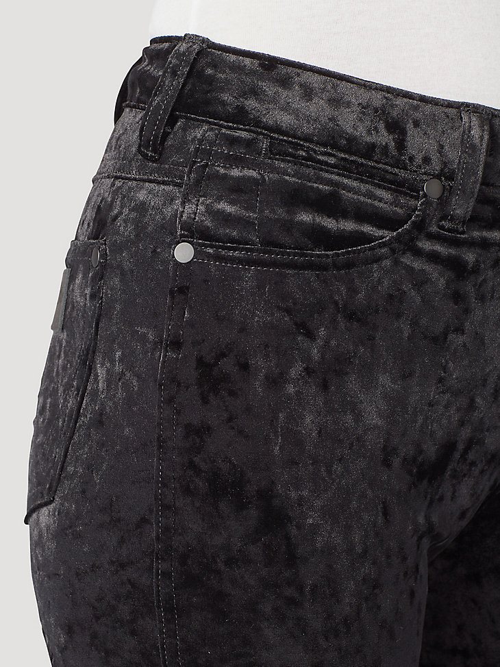 Women's Wrangler Retro Velvet High Rise Trumpet Flare Jean in Black Velvet
