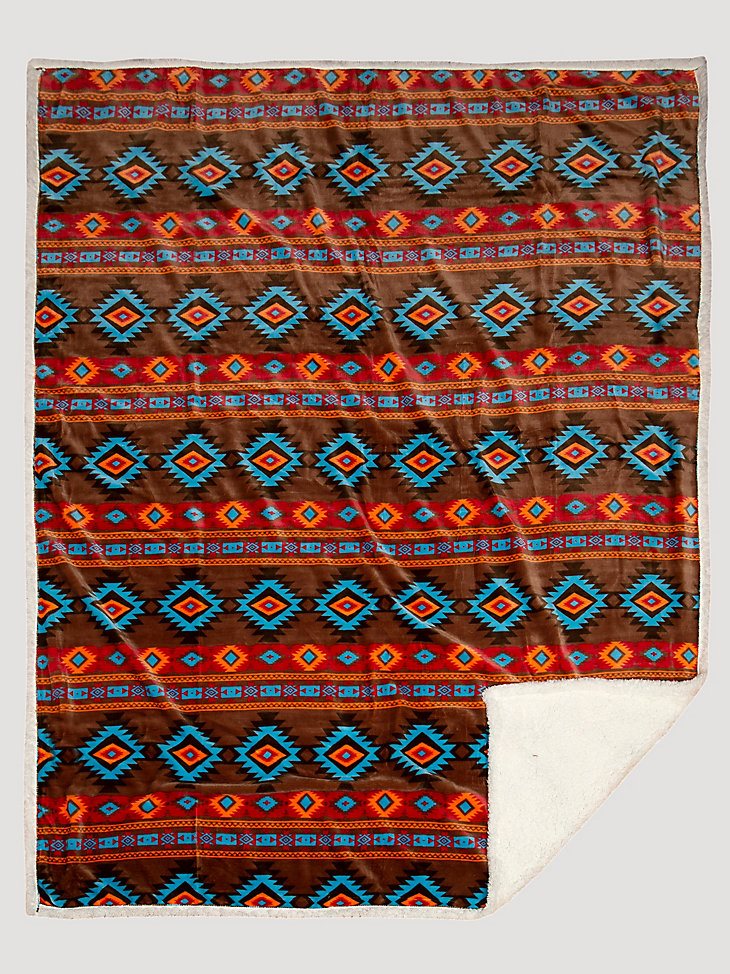 Wrangler Southwestern Horizon Sherpa Fleece Throw Blanket in Multi