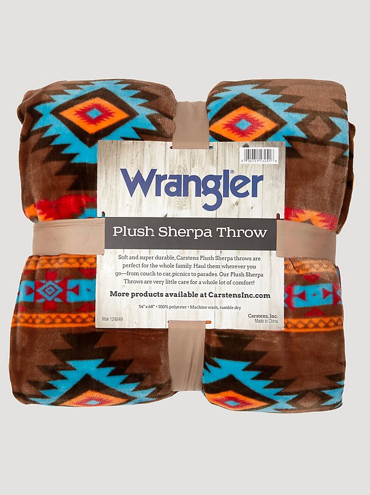 Wrangler Southwestern Horizon Sherpa Fleece Throw Blanket in Multi