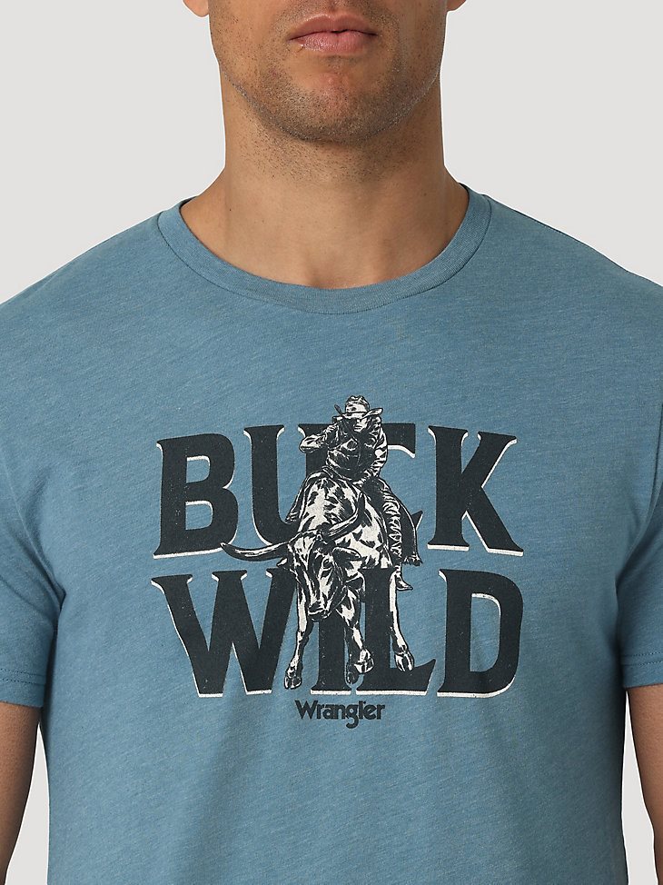 Wrangler Buck Wild Horse T-Shirt in Medium Blue