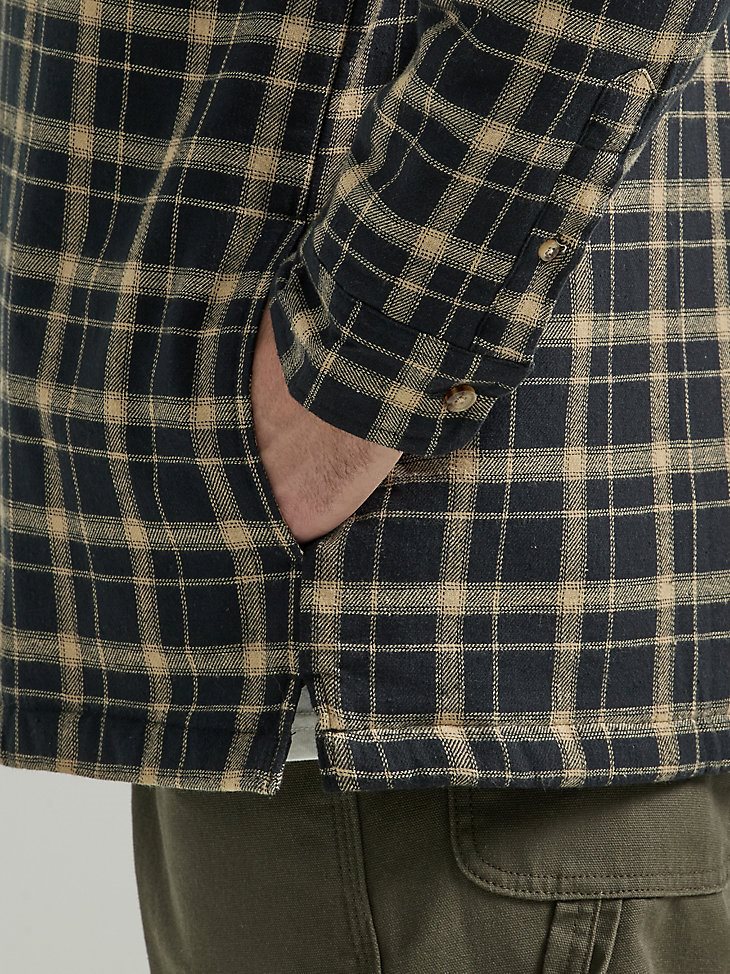 Wrangler RIGGS Workwear Long Sleeve Hooded Flannel Work Jacket in Tan