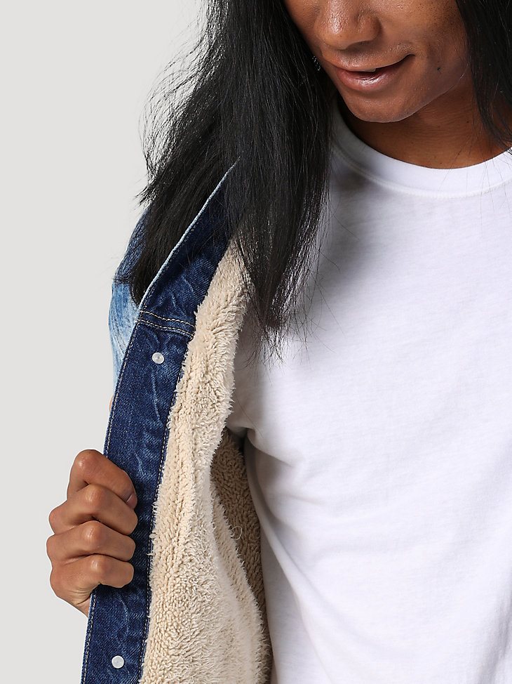Men's Sherpa Lined Denim Jacket in Tie And Dye Bleach