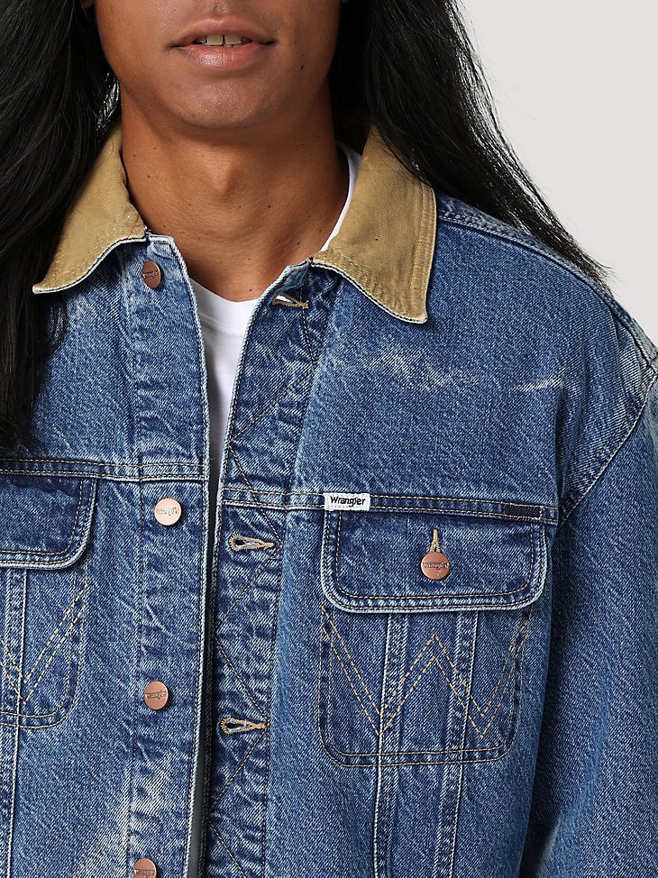 Men's Sherpa Lined Denim Jacket in Tie And Dye Bleach