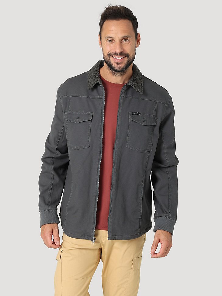 ATG by Wrangler Men's Sherpa Lined Canvas Jacket in Asphalt