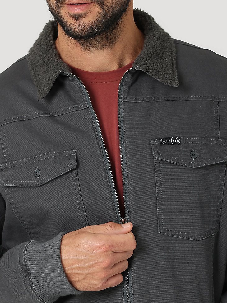 ATG by Wrangler Men's Sherpa Lined Canvas Jacket in Asphalt