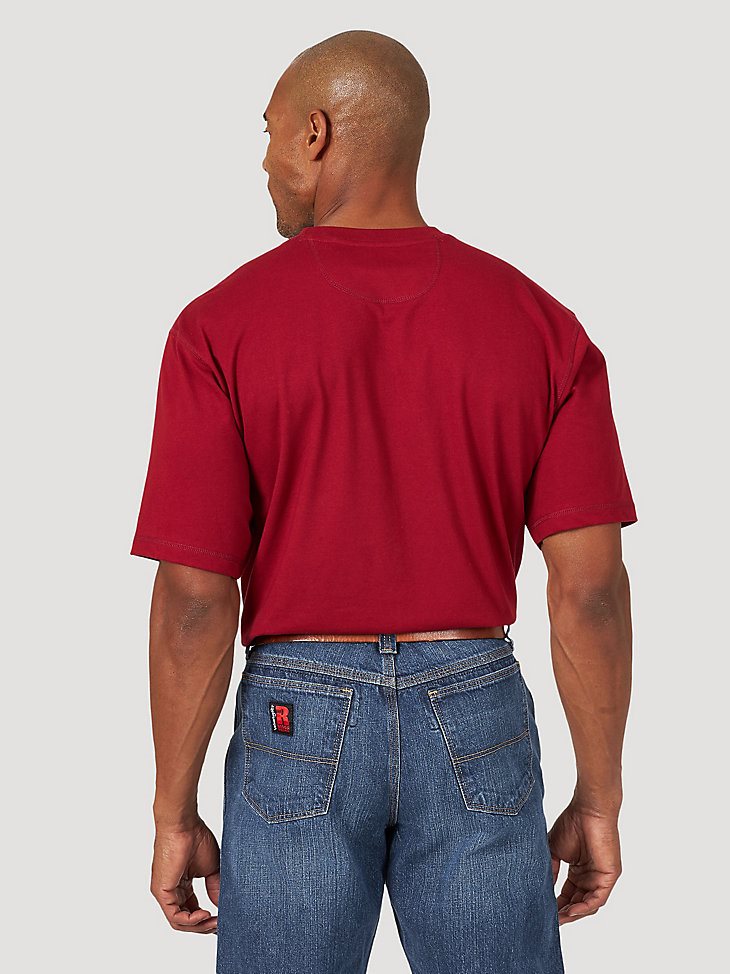 Wrangler RIGGS Workwear Short Sleeve 1 Pocket Performance T-Shirt in Currant Red