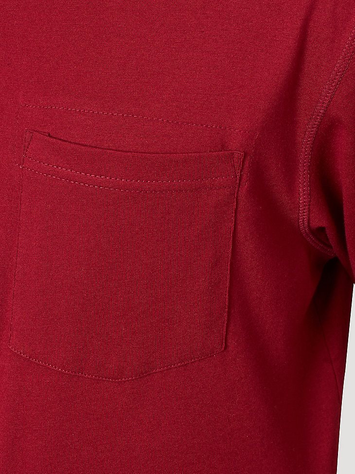 Wrangler RIGGS Workwear Short Sleeve 1 Pocket Performance T-Shirt in Currant Red