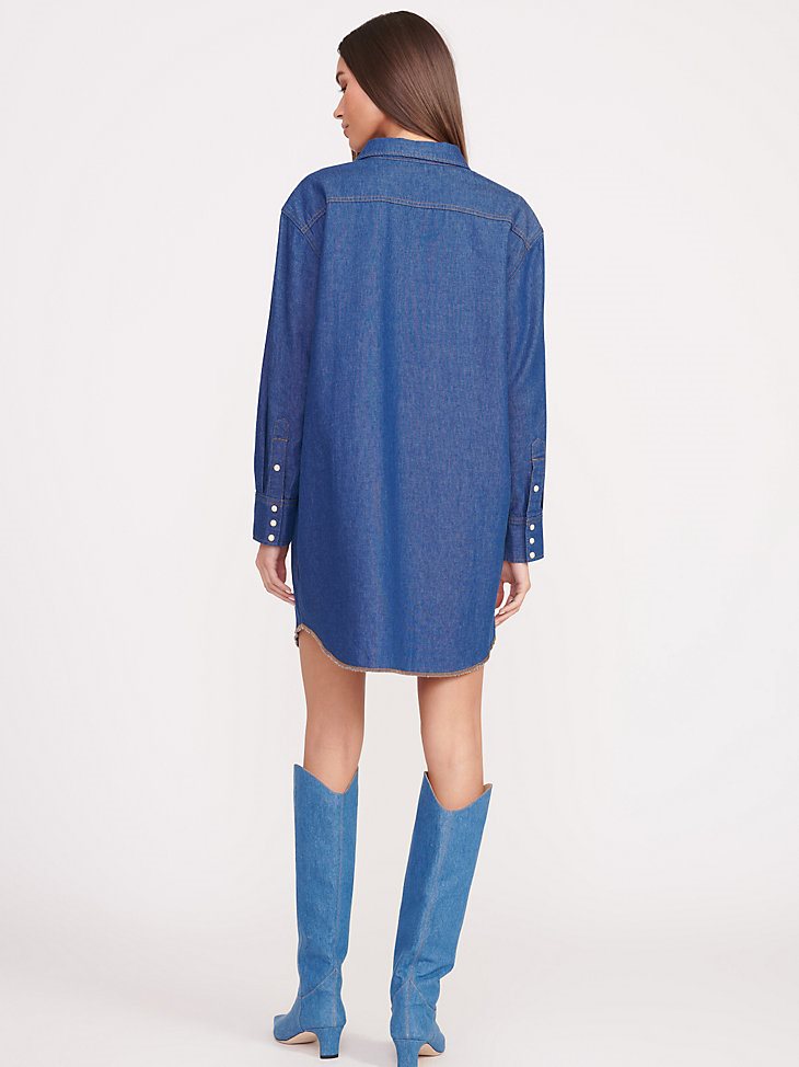 Wrangler + STAUD The Oversized Western Shirt in Dark Rinse