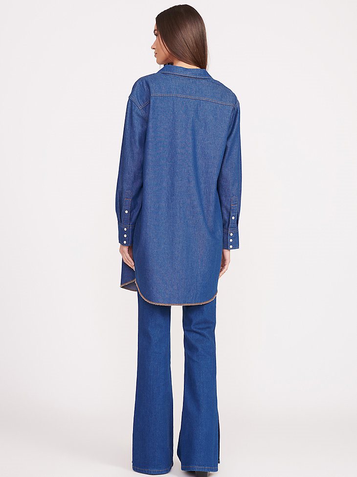 Wrangler + STAUD The Oversized Western Shirt in Dark Rinse