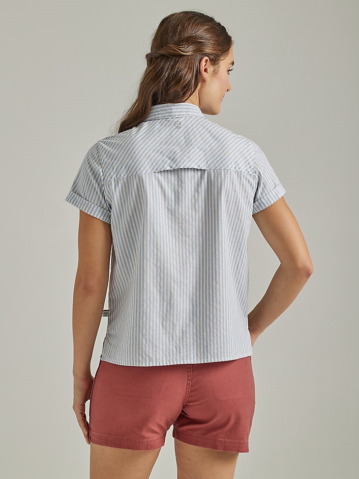 ATG By Wrangler Women's Breeze Stripe Shirt in Spring Water