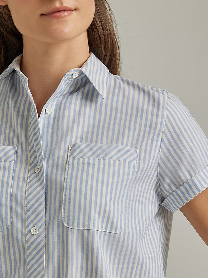 ATG By Wrangler Women's Breeze Stripe Shirt in Spring Water