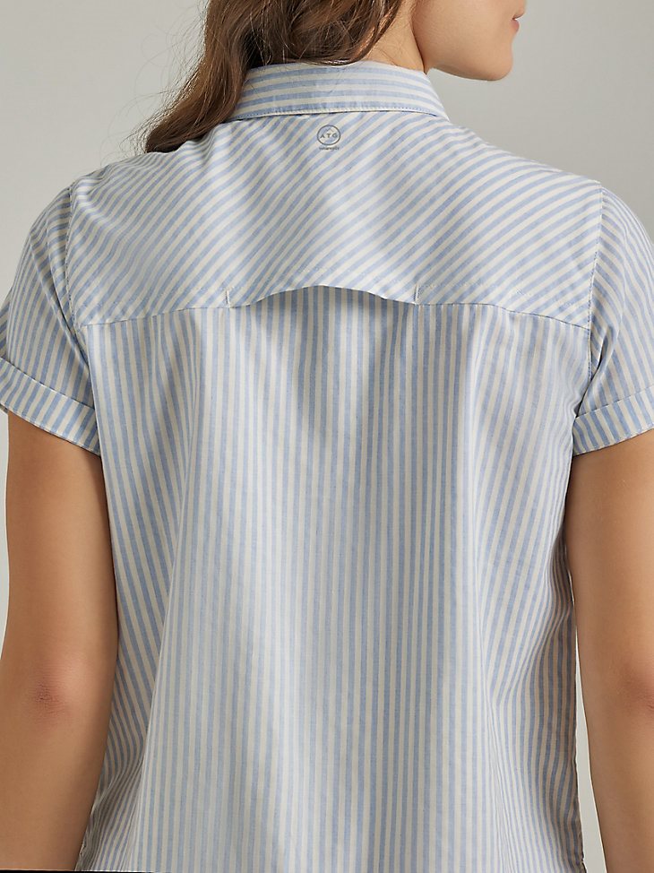 ATG By Wrangler Women's Breeze Stripe Shirt in Spring Water