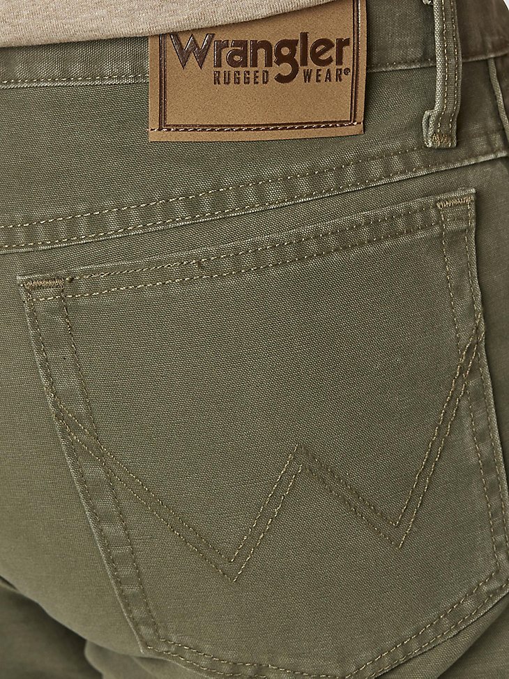 Wrangler Rugged Wear Regular Fit Straight Leg Canvas Pant in Moss