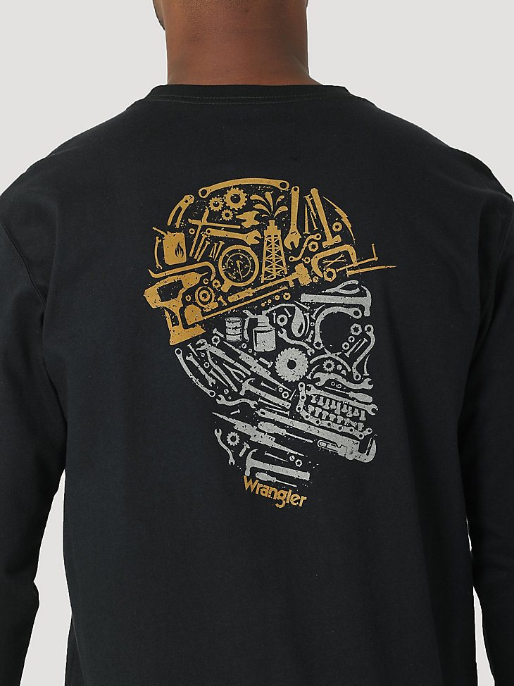 FR LS Skull Tools Logo Graphic T-Shirt in Black