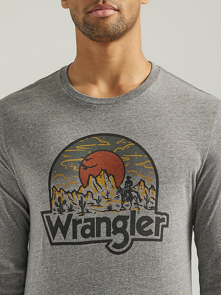 Men's Wrangler Long Sleeve Desert Sunrise T-Shirt in Graphite Heather