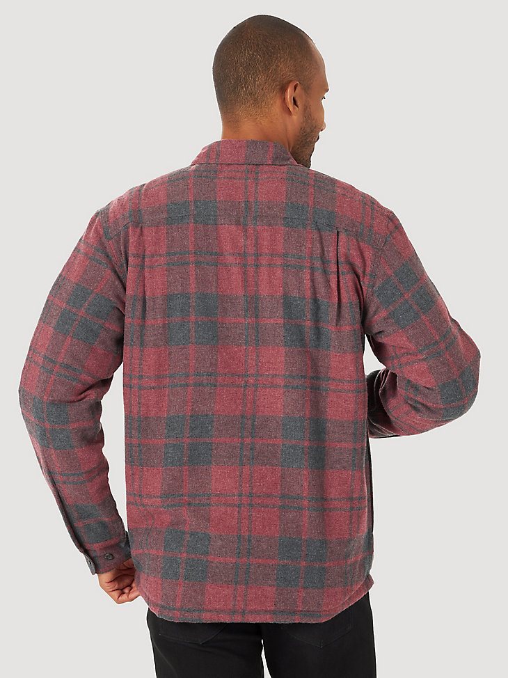 Men's Wrangler Authentics Sherpa Lined Flannel Shirt in Zinfindel Heather
