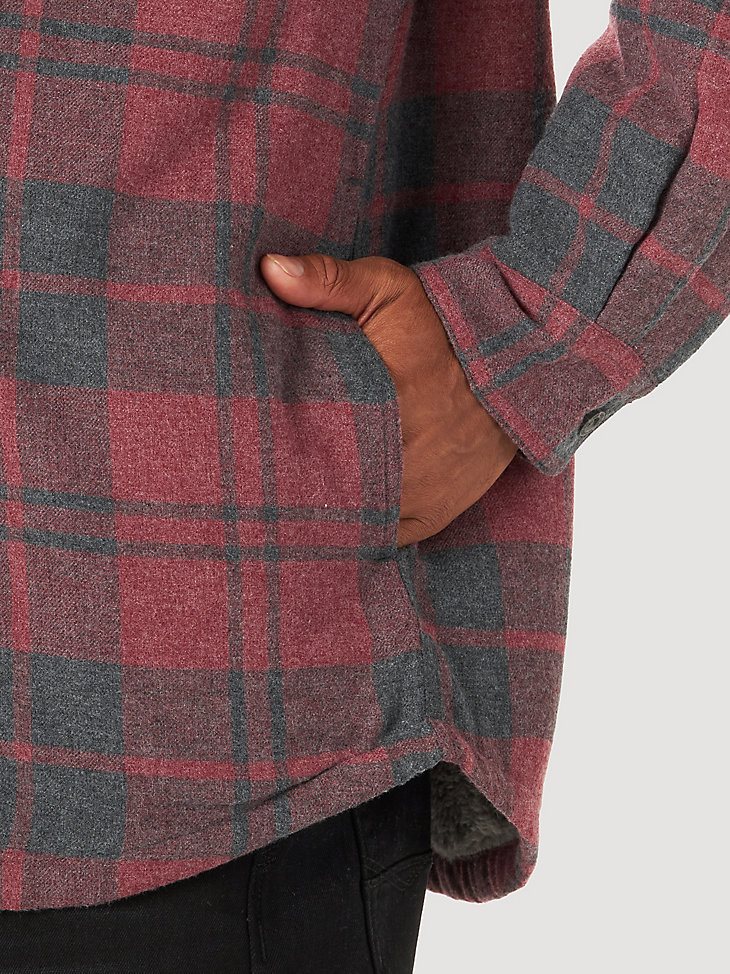 Men's Wrangler Authentics Sherpa Lined Flannel Shirt in Zinfindel Heather
