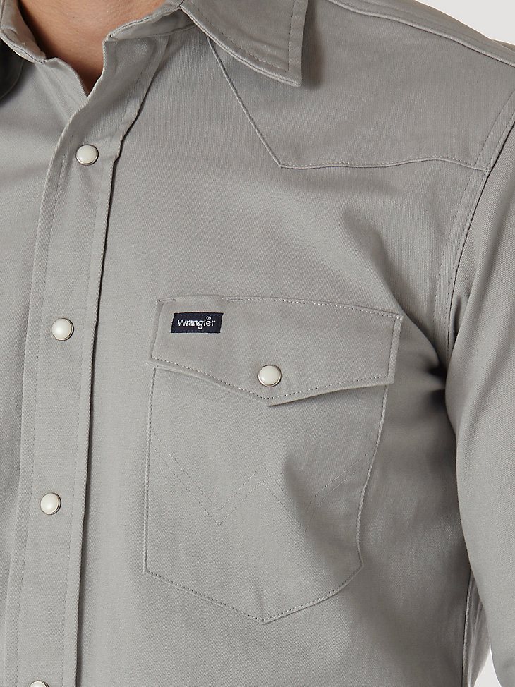Premium Performance Advanced Comfort Cowboy Cut Long Sleeve Spread Collar Solid Shirt in Cement
