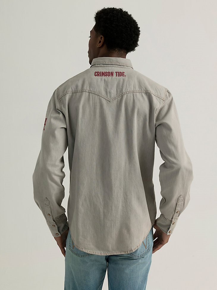 Men's Wrangler Collegiate Cowboy Cut Western Snap Shirt in University of Alabama