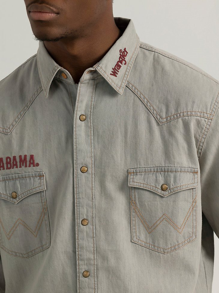 Men's Wrangler Collegiate Cowboy Cut Western Snap Shirt in University of Alabama
