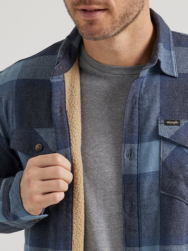 Men's Heavyweight Sherpa Lined Shirt Jacket in China Blue