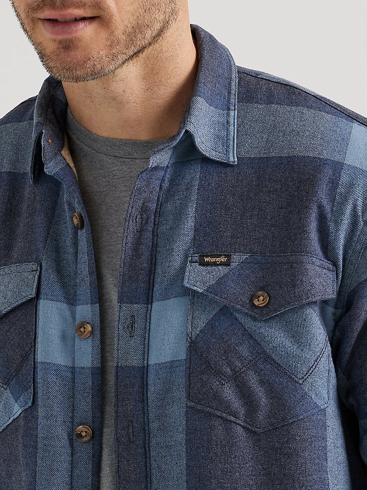 Men's Heavyweight Sherpa Lined Shirt Jacket in China Blue