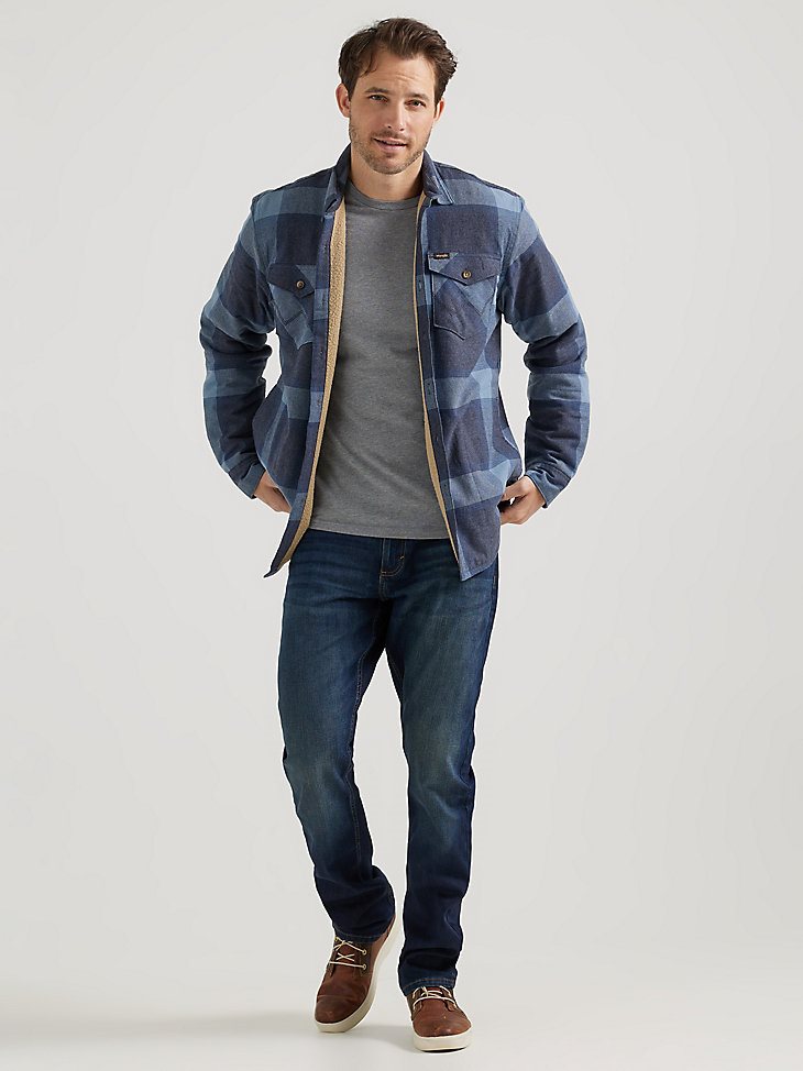 Men's Heavyweight Sherpa Lined Shirt Jacket in China Blue