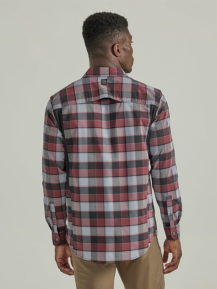 ATG By Wrangler Plaid Mixed Material Shirt in Garnet