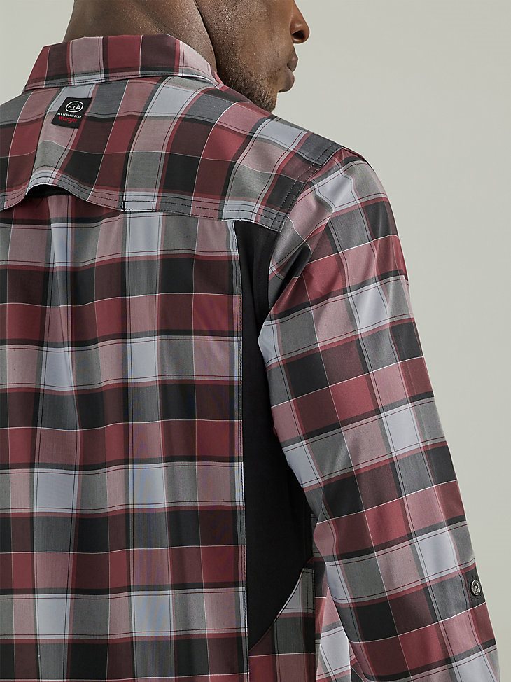 ATG By Wrangler Plaid Mixed Material Shirt in Garnet