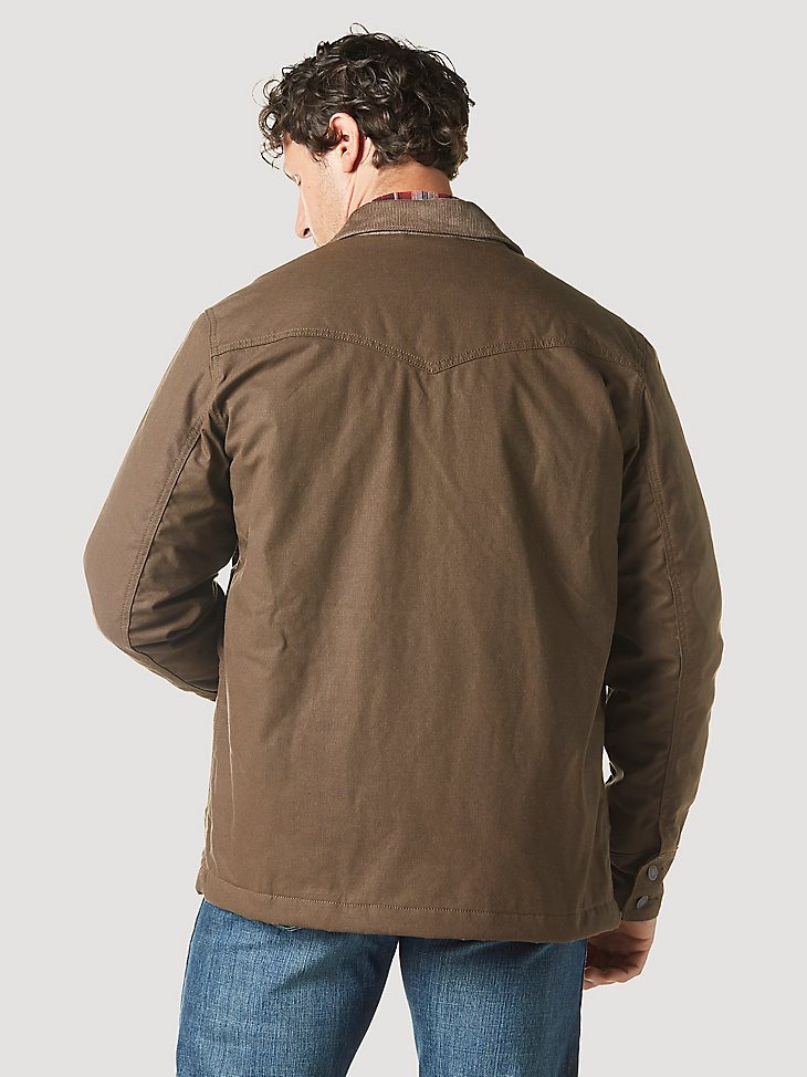 Men's Western Lined Canvas Barn Coat in Waxed Chocolate Chip