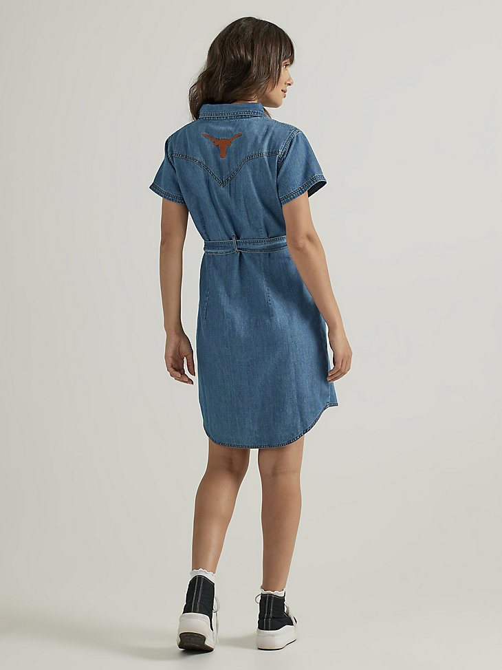 Women's Wrangler Collegiate Western Snap Denim Dress in University of Texas