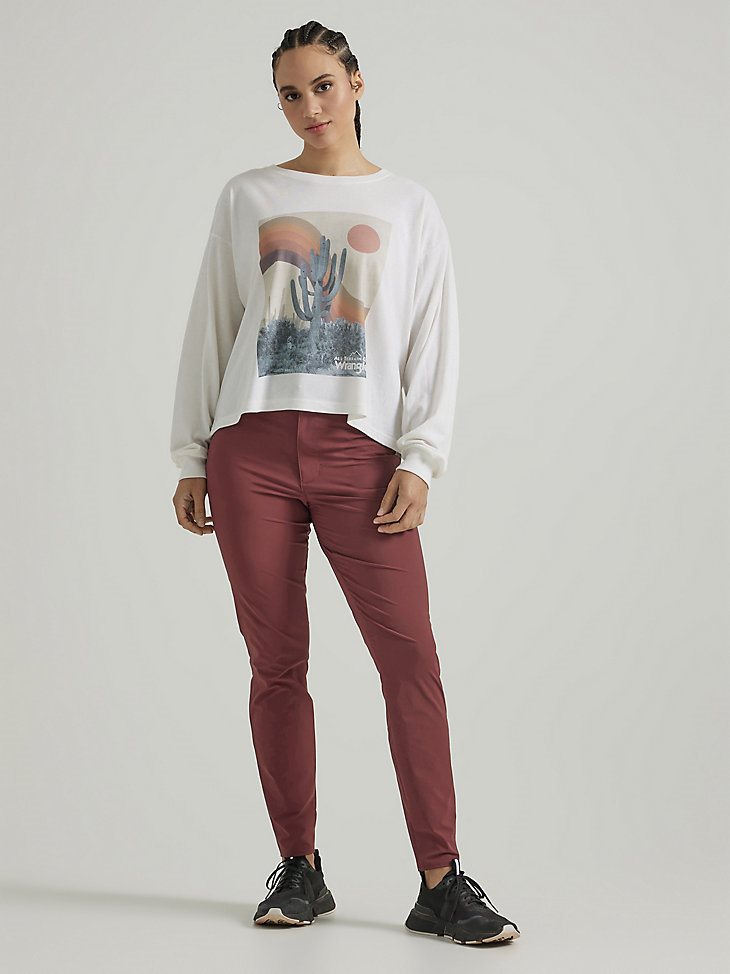 ATG By Wrangler Women's Long Sleeve Crop Tee in Marshmallow