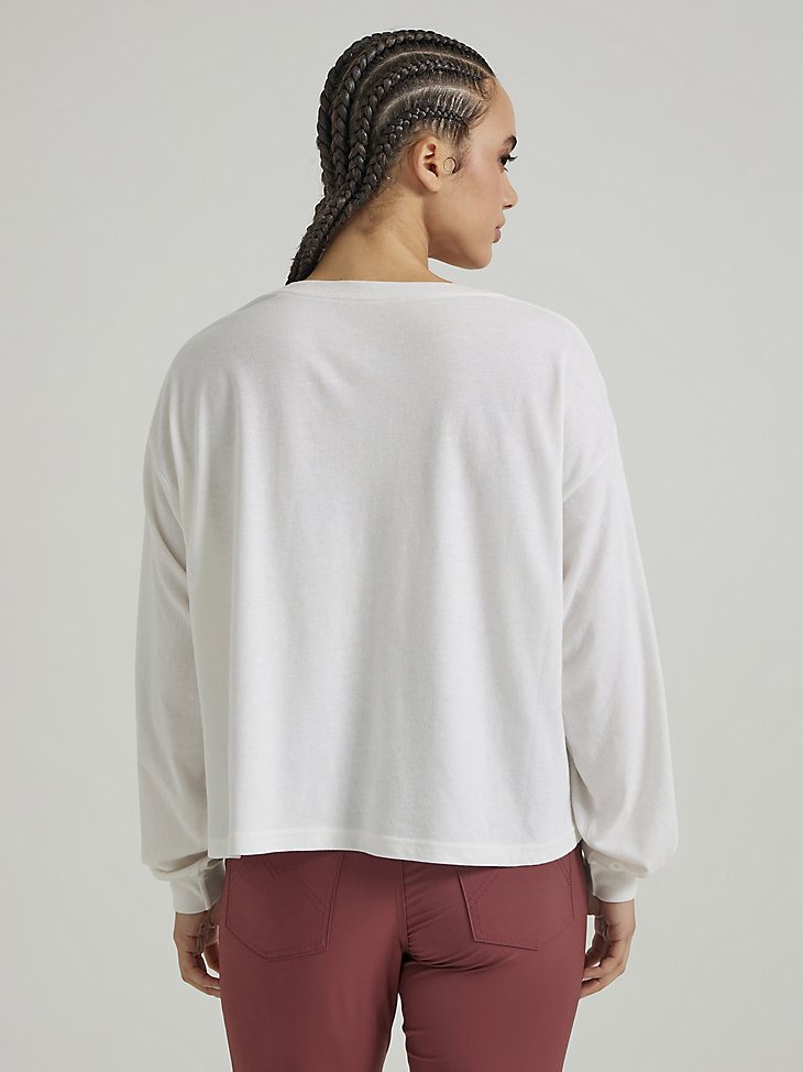 ATG By Wrangler Women's Long Sleeve Crop Tee in Marshmallow