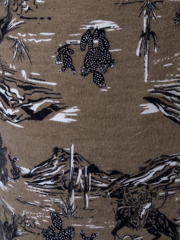 Men's Printed Fleece Pajama Pant in Tan