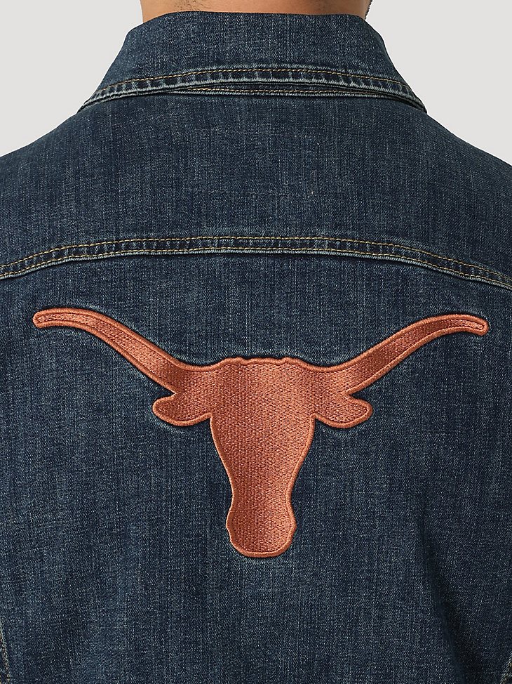 Men's Wrangler Retro Collegiate Embroidered Denim Jacket in University of Texas