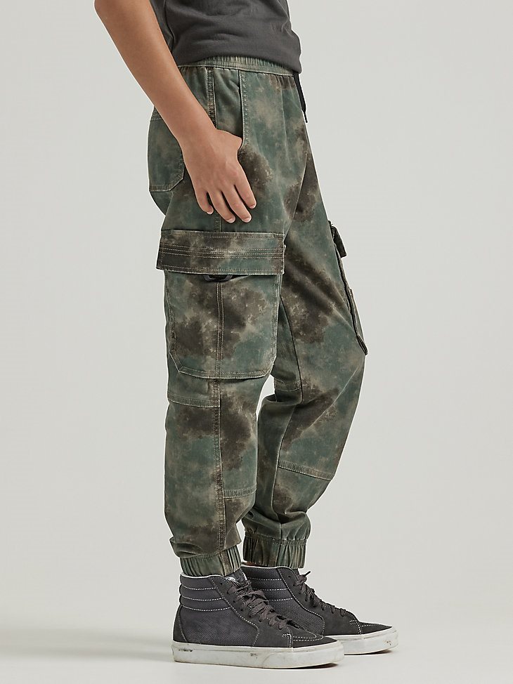 Boy's Loose Fit Cargo Jogger (8-16) in Blurred Camo Forest