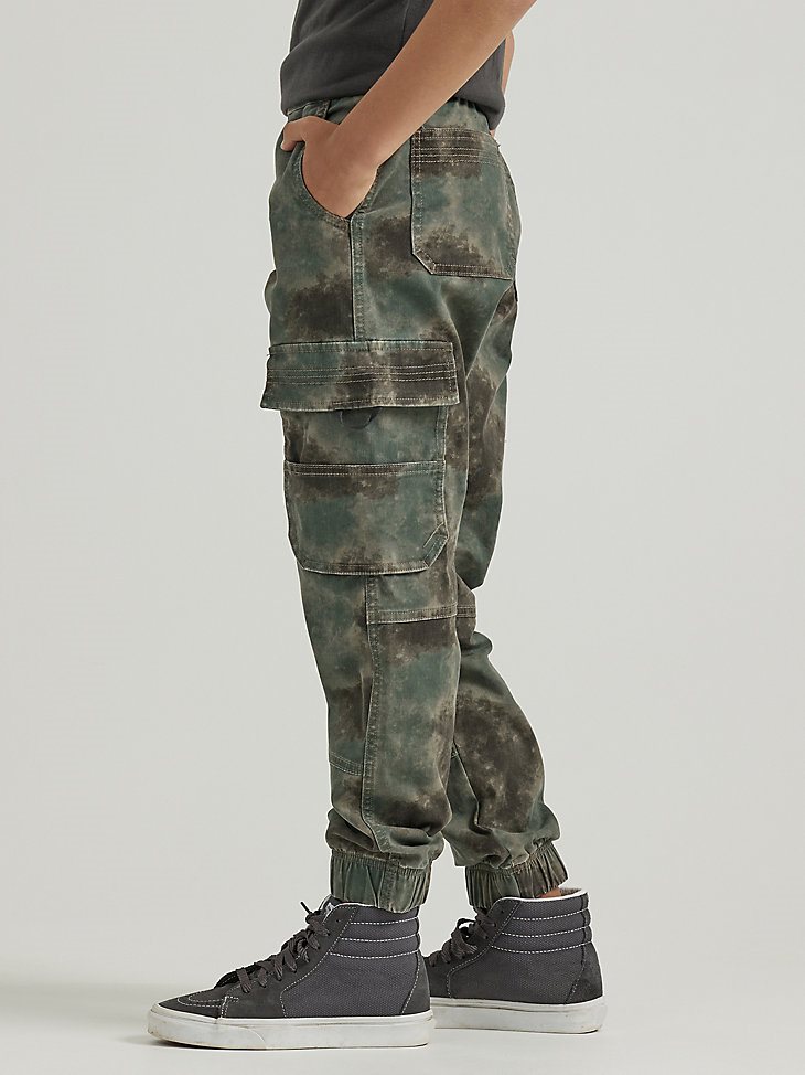 Boy's Loose Fit Cargo Jogger (8-16) in Blurred Camo Forest