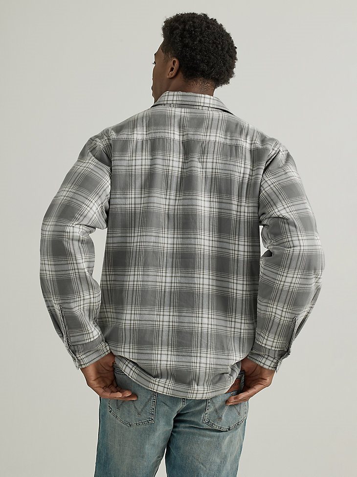 Men's Wrangler Collegiate Sherpa Lined Flannel Shirt Jacket in University of Texas