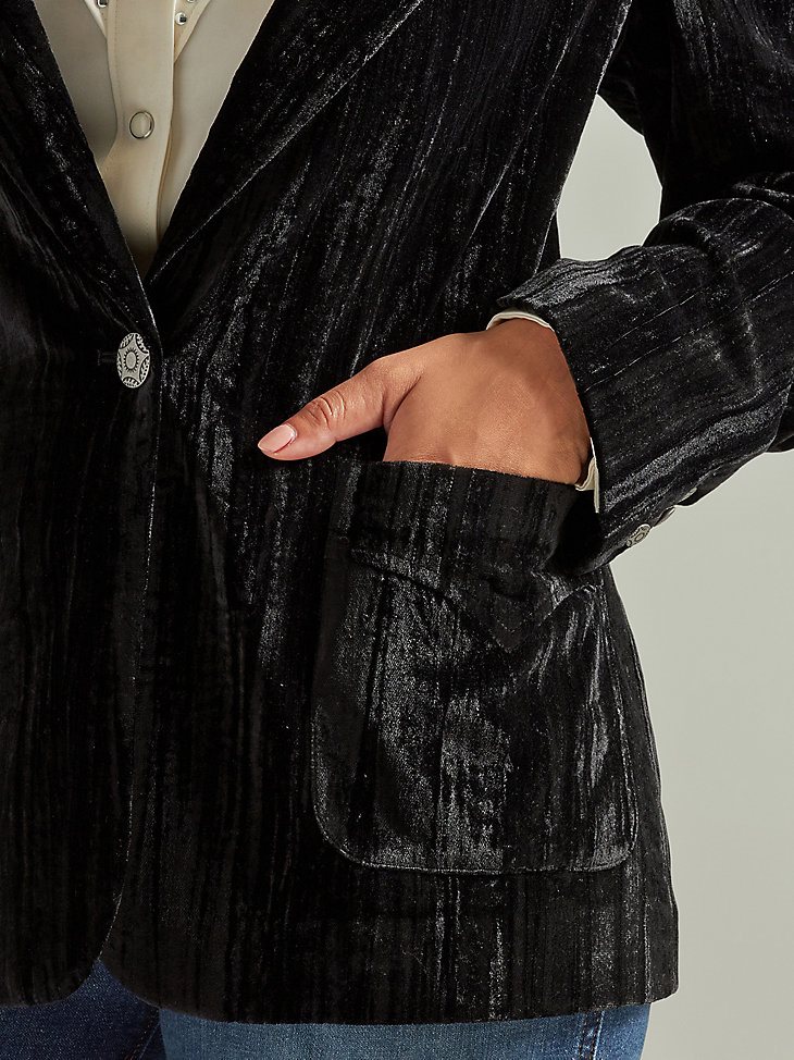 Women's Wrangler Retro Party Velvet Blazer in Black